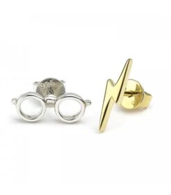 Clous D’oreilles Éclair Et Lunettes En Argent 925ème - Harry Potter